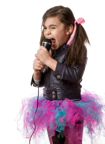 Κορίτσι με μικρόφωνο — Φωτογραφία Αρχείου