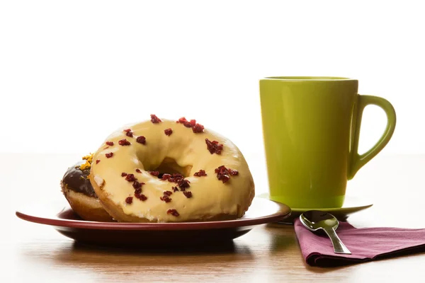 Donuts café da manhã — Fotografia de Stock