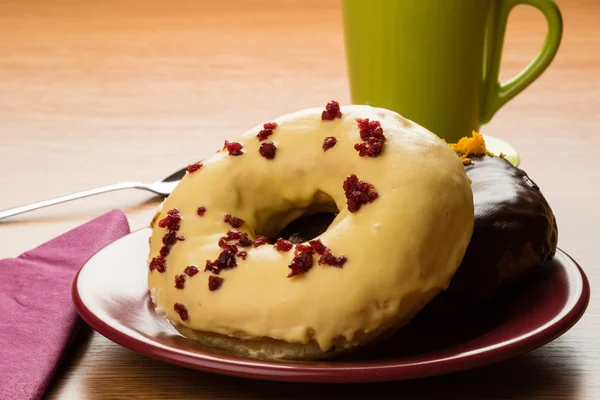 Donuts café da manhã — Fotografia de Stock