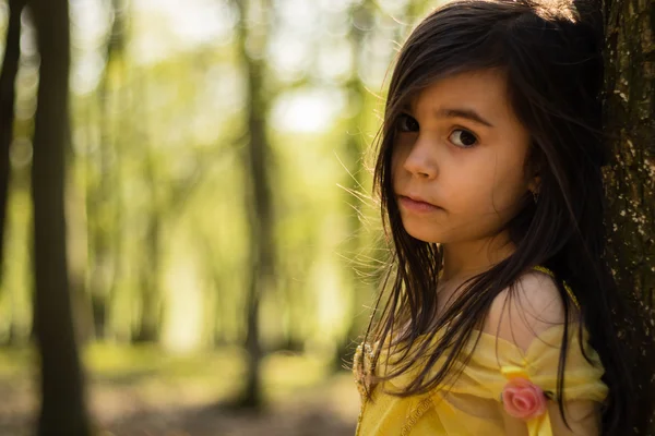 Girl in yellow princess dress — Stock Photo, Image