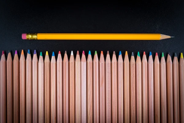 Pencil with rubber head standing out — Stock Photo, Image