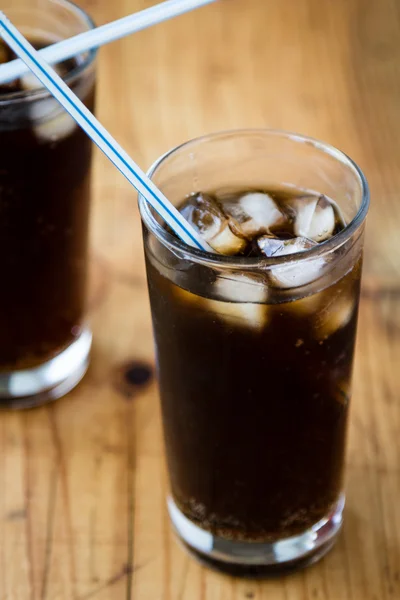 Soda whit ice and straw — Stok fotoğraf