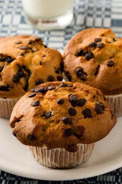 Chocolate Chip Muffins auf dem Teller — Stockfoto