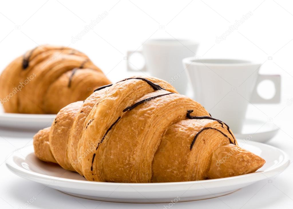 fresh croissant and coffee