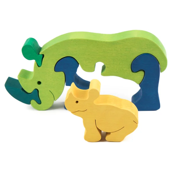 나무 코뿔소 장난감 — 스톡 사진
