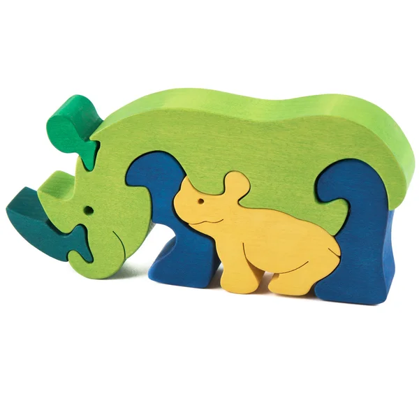 Brinquedo rinoceronte de madeira — Fotografia de Stock