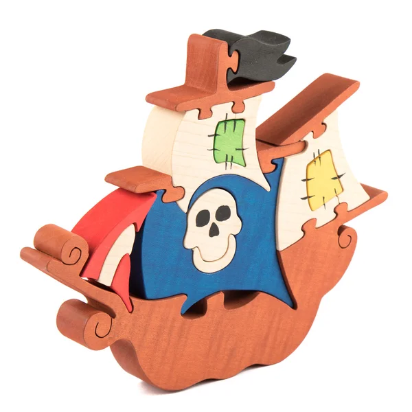 Wooden pirate ship toy — Stock Photo, Image
