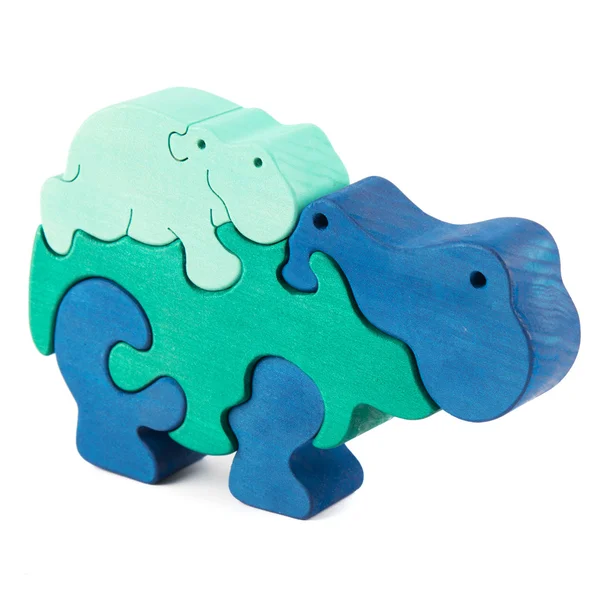 Färg trä hippo leksak — Stockfoto