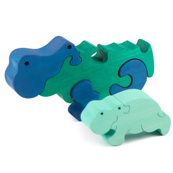 Color wooden hippo toy — Stock Photo, Image