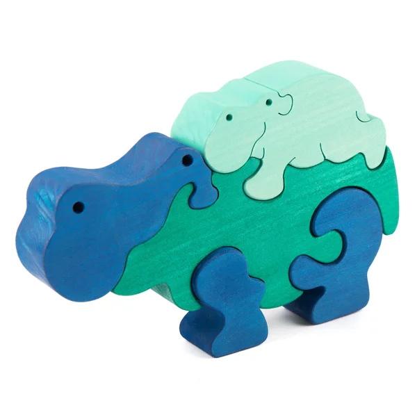 Cor brinquedo hipopótamo de madeira — Fotografia de Stock