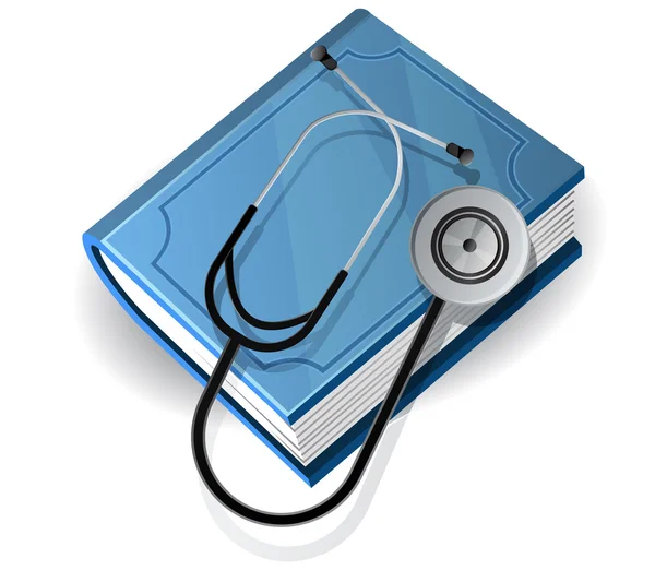 Libro Medico e Stetoscopio Icone — Vettoriale Stock