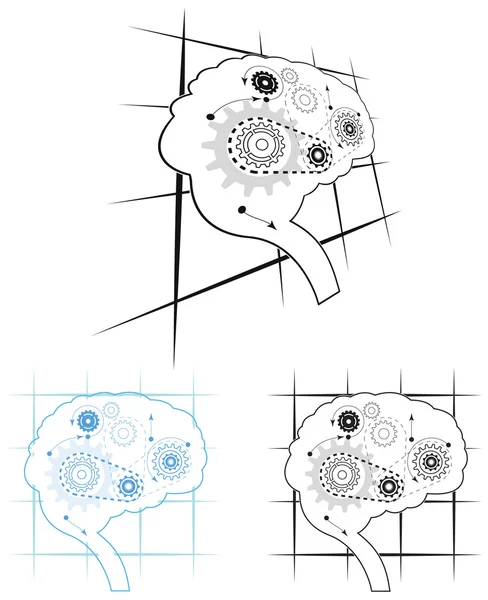 Processo di lavoro cerebrale - Illustrazione — Vettoriale Stock