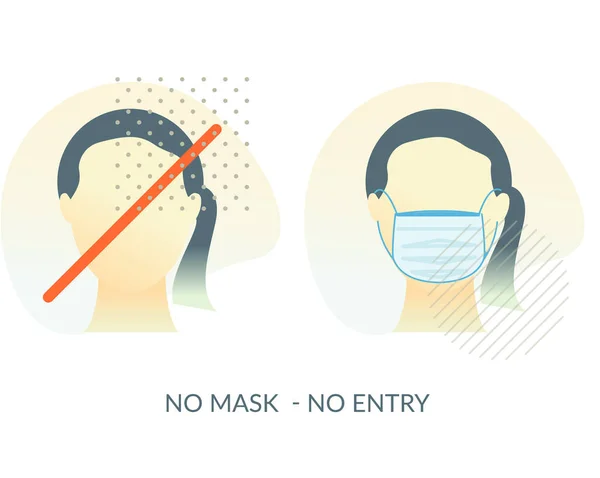 Inget Inträde Utan Skyddande Ansiktsmask Ikon Som Eps File — Stock vektor