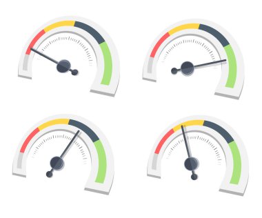 Performans Ölçüm - EPS 10 Dosyası Olarak 4 Sahne İllüstrasyonu