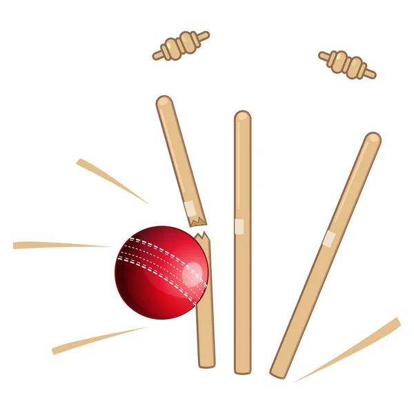 Cricket Ball Bowled Action Illustrazione Come File Eps — Vettoriale Stock