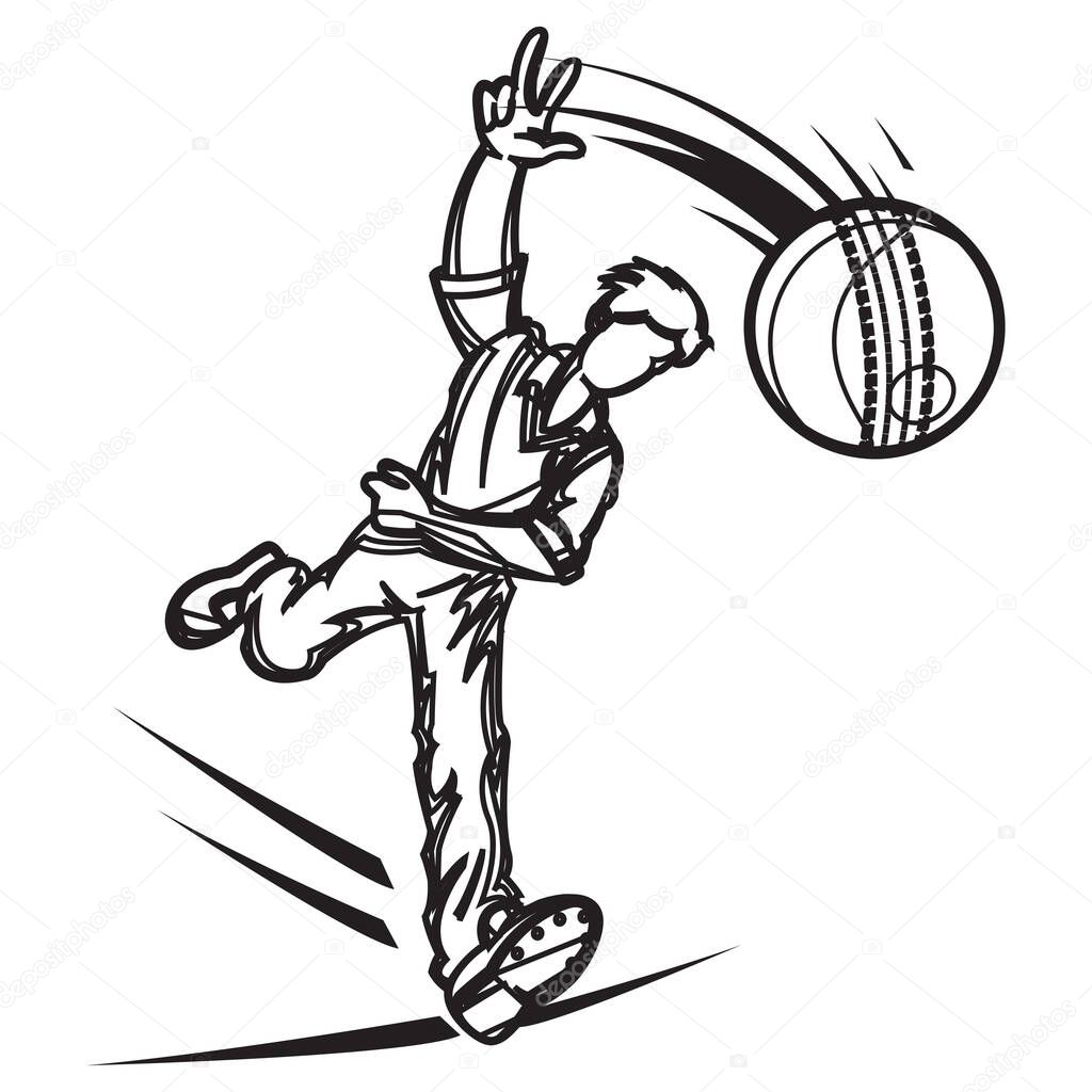 Cricket Sports - Bowler in Action - Illustration as EPS 10 File