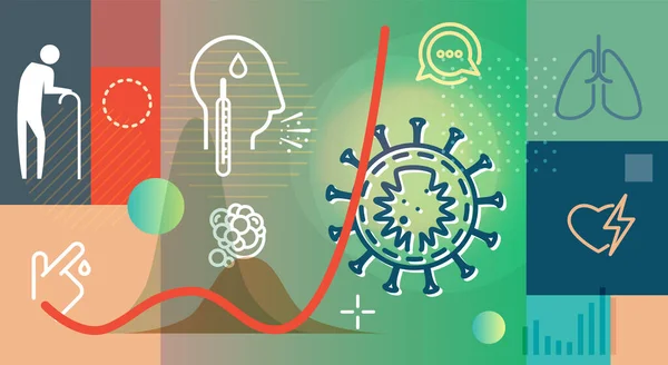 Novel Coronavirus Vírus Síndrome Respiratória Risco Sintomas Ilustração Como Arquivo — Vetor de Stock