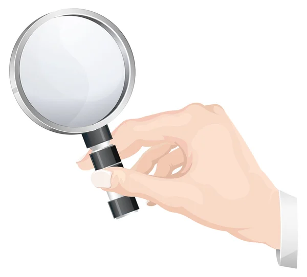 Magnifying Glass in Hand — Stock Vector