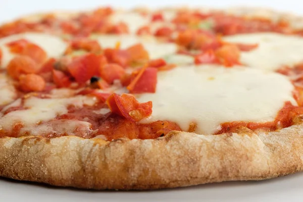 Frozen pizza. Tomato basil mozzarella cheese. Instant pizza