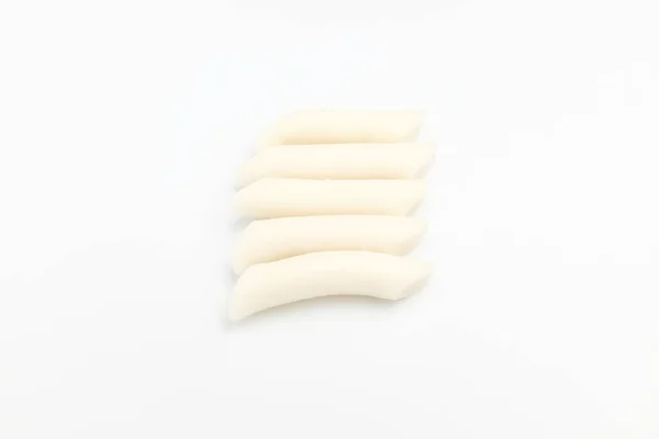 Rice Cake Made Rice Tteokbokki Ingredients Slightly Long Rice Cake — Foto de Stock