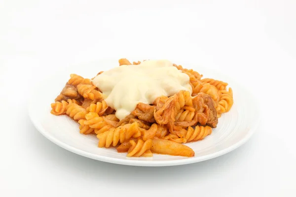 Pasta Spicy Sweet Sauce Italian Food Food Meat Cheese — Stok Foto