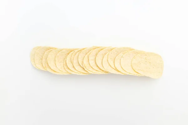 Kartoffelchips Salzige Süßigkeiten Mit Kartoffelgeschmack Kekse Einem Langen Behälter — Stockfoto
