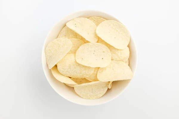 Patates Cipsi Patates Aromalı Tuzlu Tatlılar Kurabiyeler Uzun Bir Konteynırda — Stok fotoğraf