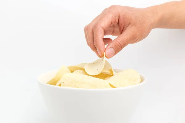 Batatas Fritas Doces Salgados Com Sabor Batata Cookies Recipiente Longo — Fotografia de Stock