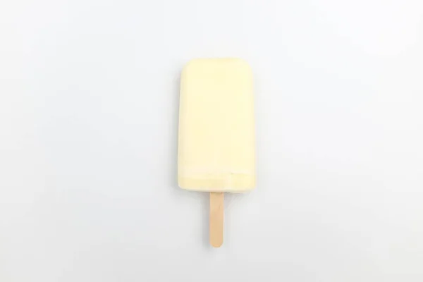 Eating Ice Cream Holding Bar Sweet Dessert Frozen Food — Foto Stock