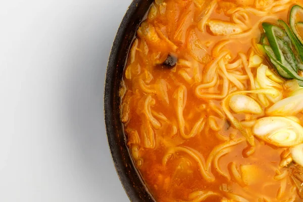 Noodles Kimchi Thick Dough Knife Spicy Soup — Foto de Stock