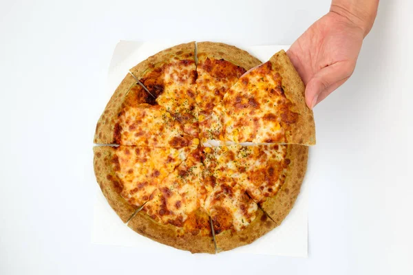 Italienische Käse Pizza Italienisches Essen Amerikanische Pizza Fettiges Essen Käsekost — Stockfoto