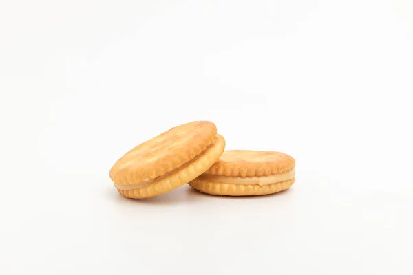 Peanut Cream Biscuits Cookies Peanut Butter Crispy Dessert — Stock Photo, Image