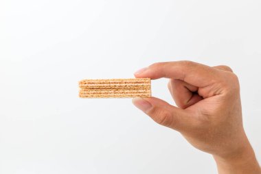 Çilekli kremalı waffle. Çıtır tatlı. Tatlı pasta. Yumuşak atıştırmalıklar