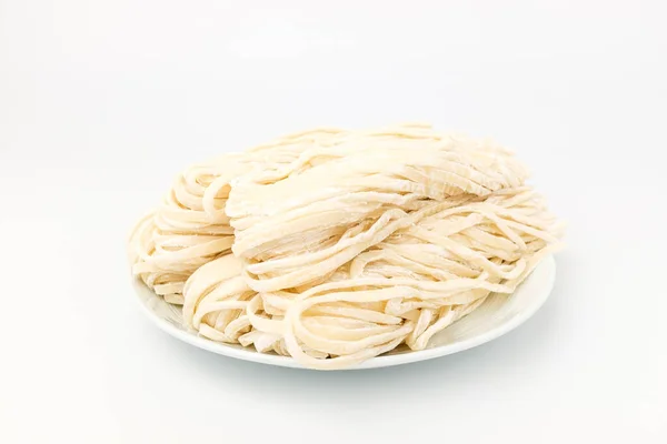 Noodles Made Cutting Dough Knife Thick Noodles Chewy Noodles — Φωτογραφία Αρχείου