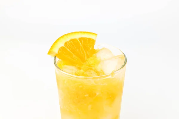 Pití Čerstvého Ovoce Ovocný Nápoj Pomeranče Jídlo Smíchané Džusem Sodou — Stock fotografie