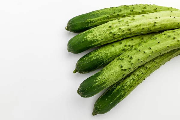 Legumes Verdes Alongados Pepino Vegetal Úmido Textura Crocante Legumes — Fotografia de Stock