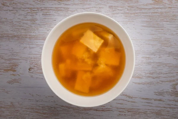 Nádobí Misem Polévka Tofu Zeleninová Polévková Mísa Tofu — Stock fotografie