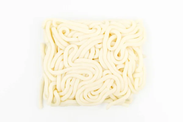 Tagliatelle Spesse Tagliatelle Stile Giapponese Cibo Gommoso Alimenti Base Farina — Foto Stock