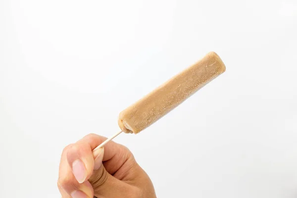 Caramel Flavor Dessert Creamy Ice Cream Sweet Stick Ice Cream — Stock Fotó