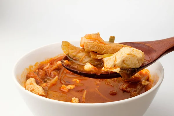 Guisado Com Kimchi Legumes Carne Comida Coreana Tradicional Cozinhar Com — Fotografia de Stock