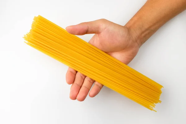 Dünne Und Lange Mehlnudeln Gelbe Nudeln Spaghetti Zutaten — Stockfoto