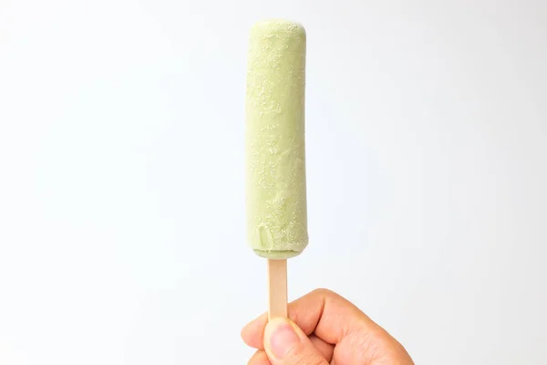 Green tea flavored ice cream. Rod ice cream. Bar ice cream