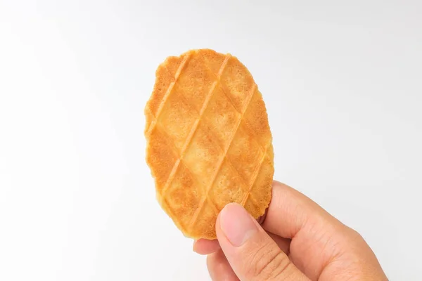 Wafelvorm Snack Koekje Met Boter Smaak Krokante Dunne Koekjes — Stockfoto