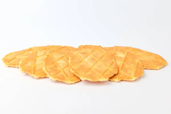 Lanche Forma Waffle Biscoito Com Sabor Manteiga Biscoitos Finos Crocantes — Fotografia de Stock