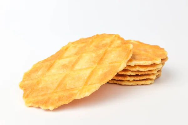 Waffle Shape Snack Biscuit Butter Flavor Crispy Thin Cookies — Stock fotografie