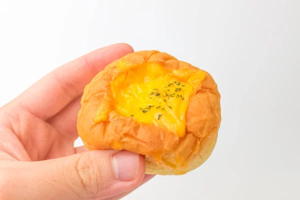 Yumurtalı Ekmek Yumuşak Bir Dokusu Olan Ekmek Peynirli Yumurtalı Yemek — Stok fotoğraf