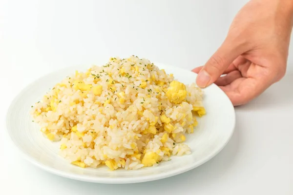 Riz Frit Avec Oeuf Légumes Plat Fait Riz Sauté Cuisiner — Photo