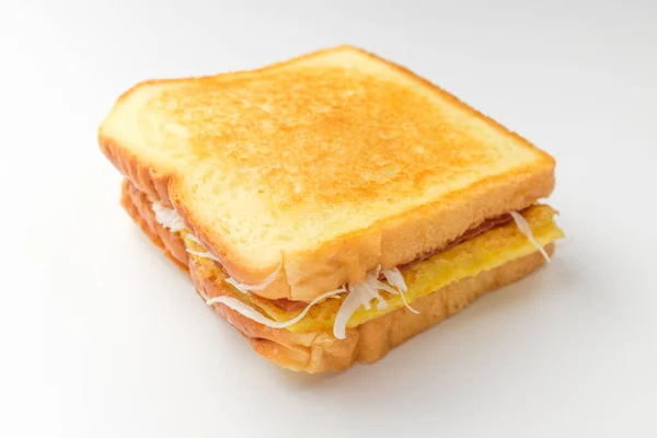 Bir Çeşit Sandviç Sebze Jambon Peynir Yumurta Ekmekten Yapılan Kolay — Stok fotoğraf