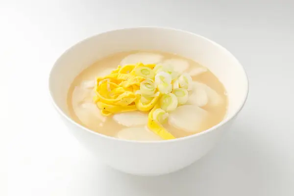 Mochi Suppenteller Vorhanden Koreanische Esskultur Koreanisches Feiertagsessen — Stockfoto