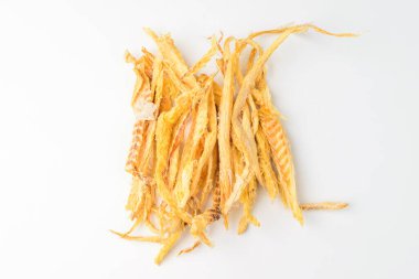 Pollack kurumuş ve parçalanmış. Kore 'de kullanılan malzemeler. Kurutulmuş balık